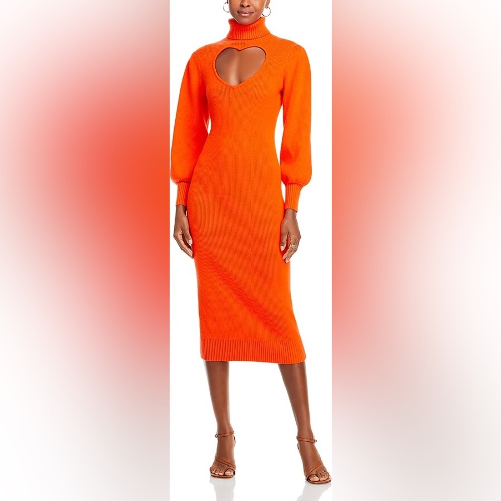 Farm Rio Heart Cutout Long Sleeve Stretchy Knit Maxi Dress